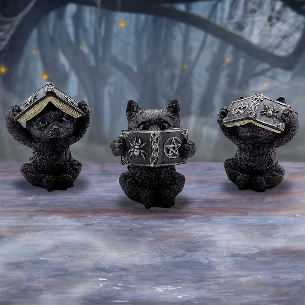 Three wise spell cats  8.5cm