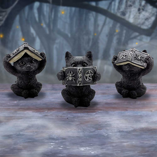 Three wise spell cats  8.5cm